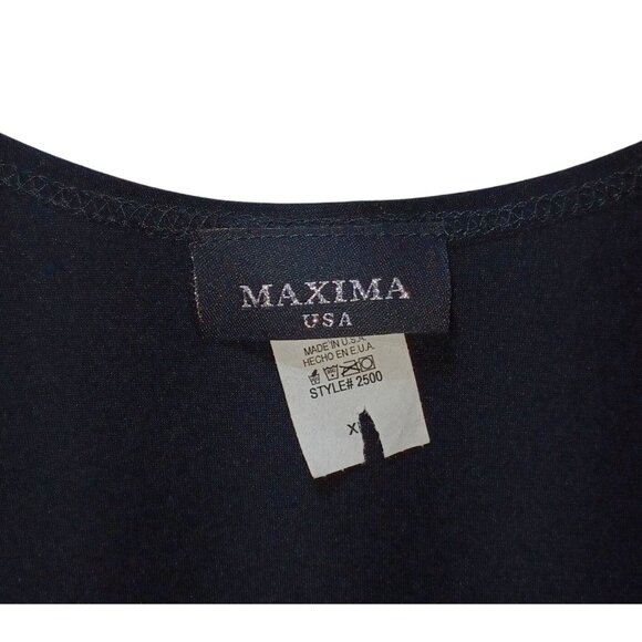 VTG Maxima USA Lace Front Tank Top Black Womens XL Whimsigoth Layering Regency - Picture 2 of 6